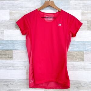 New Balance Short Sleeve Activewear Tee Pink Ventilated Workout Gym Womens Small